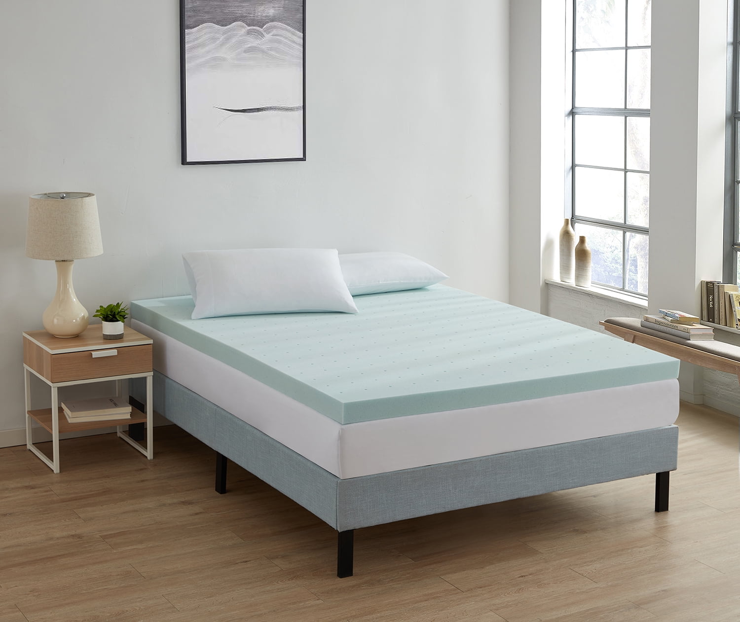 Nestl Surmatelas, surmatelas en Mousse Mémoire de 3 Pouces, Surmatelas en Mousse Mémoire Infusée de Gel, Protège-Matelas à Conception Ventilée, Simple TG