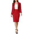 thumbnail image 1 of INSPIRE CHIC Ensembles Tailleur pour Femmes Blazer à Manches Longues et Jupe Crayon Deux Pièces Tenues de Bureau TP Rouge, 1 of 6