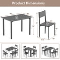 thumbnail image 3 of Costway 5 PCS Dining Table Set Industrial Style Kitchen Table & Chairs for 4 Gray, 3 of 10