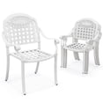 thumbnail image 1 of Costway 4pcs Patio Cast Aluminum Armrest Chairs Dining Stackable Outdoor White, 1 of 8