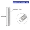 thumbnail image 2 of Uxcell 4Pack M10 x 60mm 1.5mm Pitch 304 Stainless Steel Fully Threaded Rod Bar Studs, 2 of 6