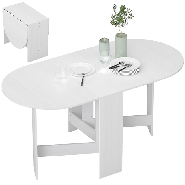 HOMCOM Table à Manger Pliable, Table Ovale à Abattants pour Cuisine, Salle à Manger