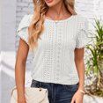 thumbnail image 4 of Timegard Hauts d'Été pour Femmes, Oeillets, Col Rond, Blouse à Manches Courtes Pétale, Chic Décontracté, Hauts Amples, 4 of 7