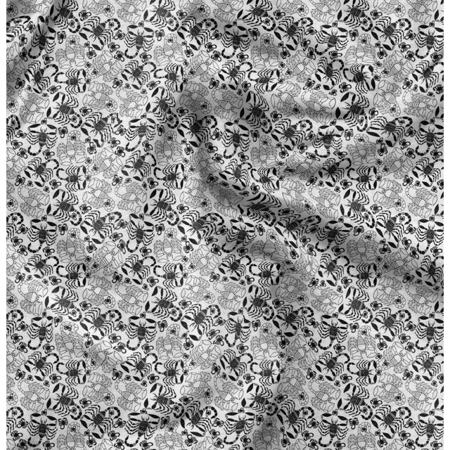 Soimoi Black Poly Georgette Fabric Scorpions Insects Fabric Prints By Yard 42 Inch Wide