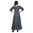 thumbnail image 3 of Moomaya Printed Round Neck 3/4 Sleeve Long Maxi Dress With Drawstring Waist, 3 of 3