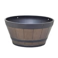 thumbnail image 1 of Resin Barrel Planter  Garden Flower Pot Decor Hangable Plant Container Brown 12inch - Without chain, 1 of 9