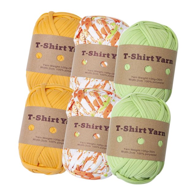 6Pcs Knitting Yarn Fabric Cloth Polyester T-shirt Yarn for Crochet DIY Throw Set B