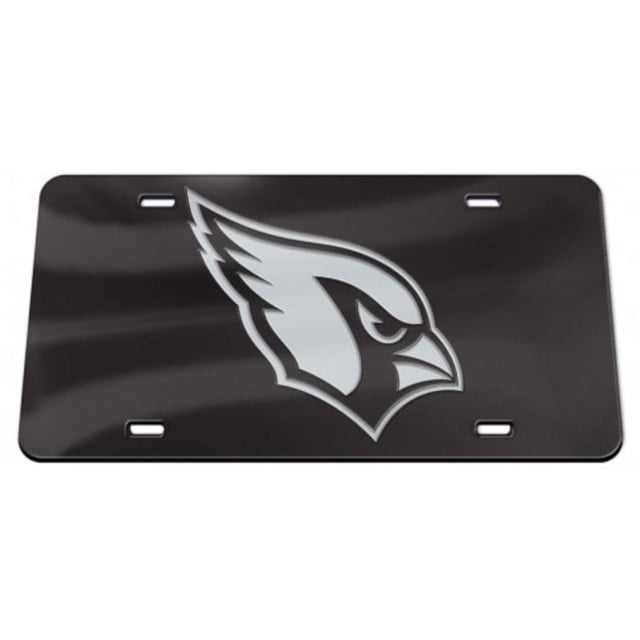 Plaque d'Immatriculation Laser Miroir en Cristal Noir des Arizona Cardinals