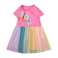 thumbnail image 1 of Qudderr Robe Princesse en Tulle Arc-en-Ciel pour Enfants 2-8 Ans Robe Imprimée pour Filles Robe d'Été en Maille pour Bébés Filles Jupe, 1 of 9