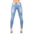 thumbnail image 4 of VIP Jeans Junior Ripped and Distressed Frayed Hem Skinny Stretch Jeans, Light Blue, Size 15, 4 of 10
