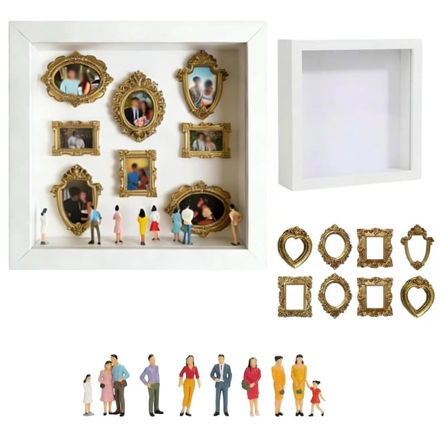DIY Mini Museum Silhouette Box- Shadow Box Frame Kit, Mini Museum,Personalized Memory Display Case for Couples, Wedding, Anniversary, & Valentine's Day Gift (black)