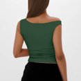 thumbnail image 4 of Plebaso Débardeurs pour Femmes à Épaules Dénudées Sans Manches Ajustés Courts Froncés d'Été pour Sorties T-Shirts, 4 of 7