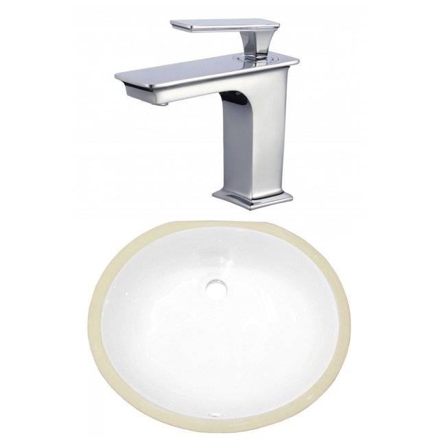 18.25-in. W CSA Oval Bathroom Undermount Sink Set In White - Chrome Hardware AI-23043