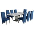 thumbnail image 1 of Ensemble de Salle à Manger de 9 Pièces en Acier Inoxydable Argenté avec Table en Marbre et Chaises Marines, 1 of 4