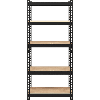 FullFurnique Étagère de rangement métallique 5 niveaux sans vis hauteur 150 cm avec patins antidérapants noir