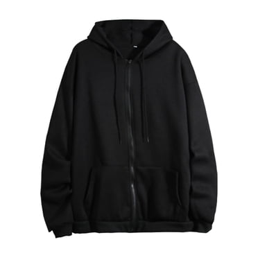 Aocisk Women Winter Warm Fashion Long Sleeve Loose Solid Color Zip Up Hoodie with Pocket Sweater Coat Black S