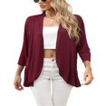 thumbnail image 2 of Womens Lightweight Open Front Cardigans 3/4 Sleeve Ruffled Hem Roomy Casual Cardigan Without Button, 2 of 6