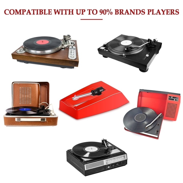 Decodeary 2x Red Easy And Quick Installation For Record Player Needle Music Enjoyment Turntable Needle 1Set