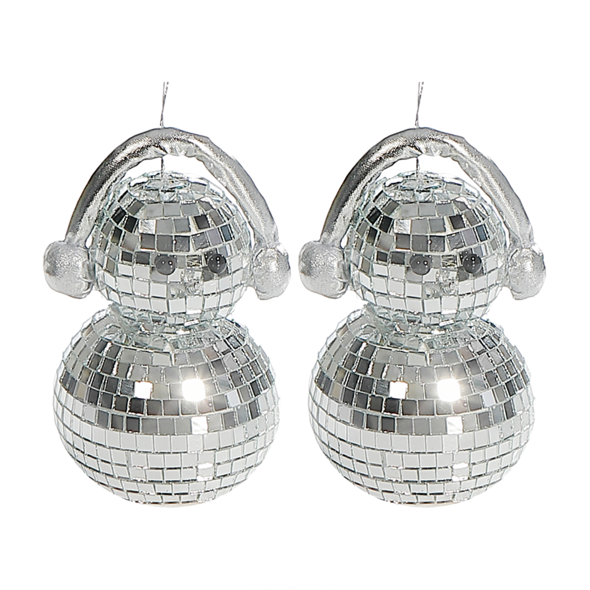 Bonhomme De Neige Disco Avec Cache-Oreilles (Argent) - Lot De 2