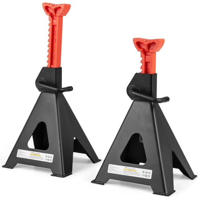 Costway Jack Stands Lot de 2 avec Verrou de Poignée et Hauteur Réglable pour Lever un VUS, une Berline. Chaque Support Supporte jusqu'à 26 400 Lb et Présente une base Pyramidale avec 4 Tapis Triangulaires Antidérapants pour la Stabilité. la Hauteur Réglable à 13 Niveaux Varie de 19 à 29,5 Pouces, avec une Poignée Auto-Bloquante pour un Fonctionnement Sécurisé. Fabriqué en Métal Robuste avec une fine Soudure, Ces supports Conviennent aux Berlines, VUS, Fourgonnettes et pickups.