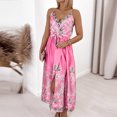 thumbnail image 4 of HKEJIAOI Robes Décontractées Rabais Liquidation Robe Fleurie pour Femmes Mode Femme Été Aguichant Angleterre Bretelles Ajustables Sans Manches Imprimé Col en V Fendue Robe Rose, 4 of 9