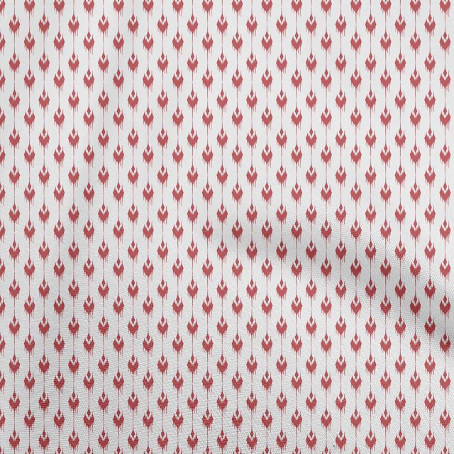 oneOone Polyester Lycra Red Fabric Ikat Dress Material Fabric Print Fabric By The Yard 56 Inch Wide