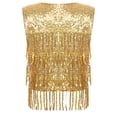 thumbnail image 4 of Ocealan Gilet à Franges à Paillettes pour Femme Vestes Sans Manches Scintillantes Gilet à Paillettes Manteau Fête Bal Ouvert à l'Avant Gilet Or S, 4 of 7