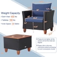 thumbnail image 2 of Gymax 3PCS Patio Rattan Conversation Set Outdoor Furniture Set w/ Navy Cushions, 2 of 7