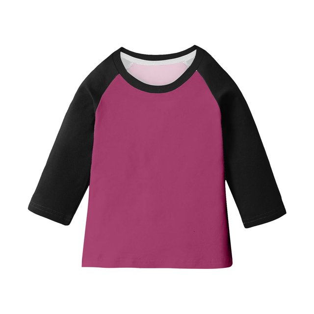 ZACPNCV T-Shirts pour Adolescentes Raglan Manches 3/4 Vêtements Mignons Automne Col Rond Hauts Confortables Manches au Coude T-Shirts Noir 4-5 Ans