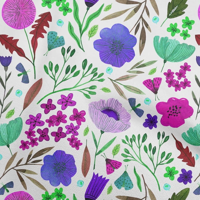 oneOone Coton Améthyste Tissu Feuilles & Trèfle Robe Tissu Matériel Tissu Imprimé par la Cour 42 Pouces de Large