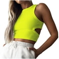 thumbnail image 1 of Chbgutlmr Crop Tops for Women Crewneck Ribbed Sleeveless Solid Color Cutout Going out Tops Summer Fashion, 1 of 8