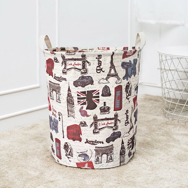 Waterproof Canvas Laundry Clothes Basket Storage Basket Folding Storage Box F