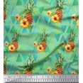 thumbnail image 1 of Soimoi Green Rayon Fabric Triangle & Pine Fruits Fabric Prints By Yard 42 Inch Wide, 1 of 5