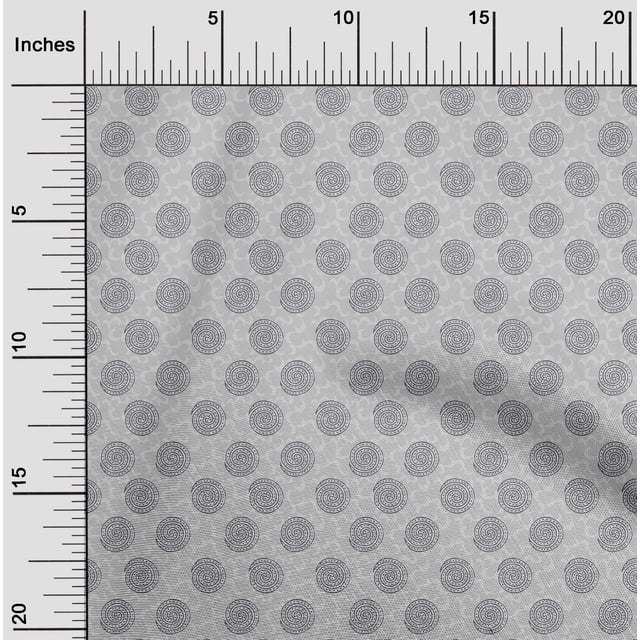 oneOone Cotton Poplin Fabric Spiral Block Printed Craft Fabric BTY 42 Inch Wide