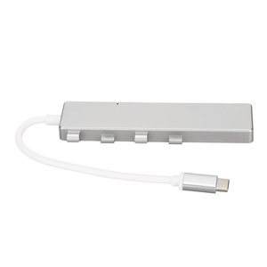 USB C To USB Hub, USB C Hub Multiport Adapter 1xUSB C Power Port High Speed Transmission Portable 3xUSB2.0 Ports  For Laptop Silver,Grey