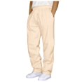 thumbnail image 1 of Ediodpoh Mens Hop Pants Casual Solid Color Track Workout Pants with Pocket Pants for Men Beige S, 1 of 5