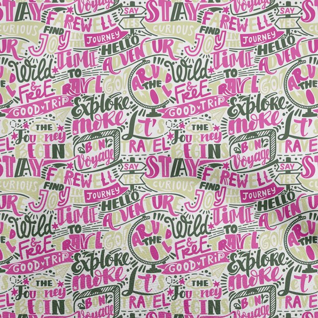 oneOone Viscose Chiffon Pink Fabric Writing Text Dress Material Fabric Print Fabric By The Yard 42 Inch Wide