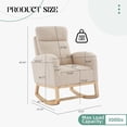 thumbnail image 2 of Bingirl Rocking Chair, Wingback Accent Rocker Chair Upholstered Tall Back Arm Chair w/Side Pockets, Ursing Rubber Wood Legs and Side Pocket for Living Room, Bedroom, 2 of 7