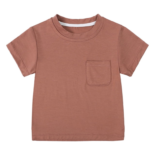 Posijego T-Shirts en Coton pour Bébé, Manches Courtes, Col Rond, T-Shirts de Base pour Tout-Petits Garçons Filles pour l'Été