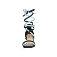 thumbnail image 2 of BLISSFUL STEP Women's Open Toe Color Block Lace Up Heel Sandals, 2 of 7