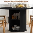 thumbnail image 2 of Wirrytor 47" Black Dining Room Table with Storage, Modern Round Table for 4, Kitchen table with 2-Layer Storage Shelves, Circle Dining Table, 2 of 9