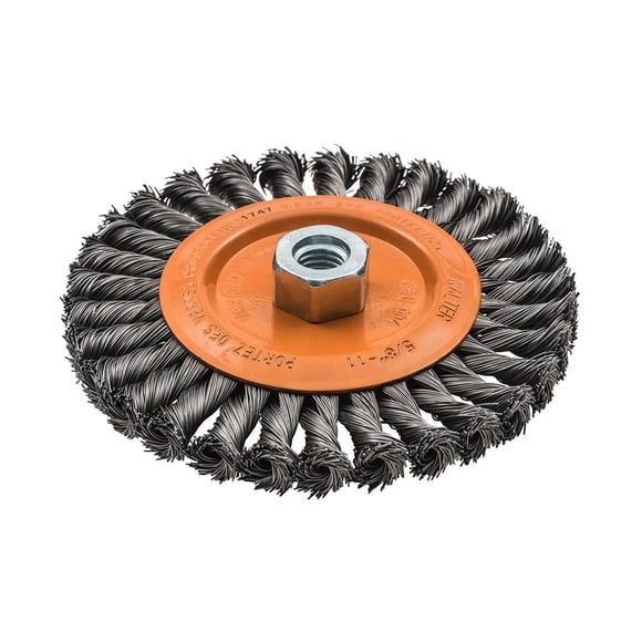 Walter 13L604 Knot Twisted Wire Wheel Brush 6 in. Carbon Steel Finishing Brush