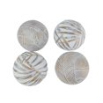thumbnail image 1 of Whitewashed Tropical Leaf Wood Look Decor Balls Set of 4, 1 of 3