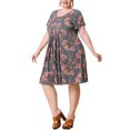thumbnail image 4 of GRACE & GRANDEUR Robe Midi d'Été Plissée à Fleurs à Manches Courtes à Col Rond pour Femme Grande Taille1X Rose, 4 of 5