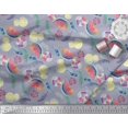 thumbnail image 3 of Soimoi Rayon Fabric Fruits,Swim Ring & Goggles Summer Designs Printed Craft Fabric by The Yard 56 Inch Wide, 3 of 3