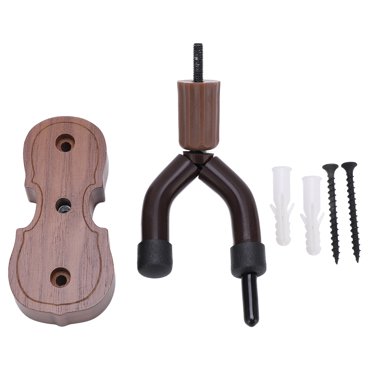 Violin Wall Mount, Black Walnut Firmly Supports Violins Holder Professional With Bow Hooks For Studio