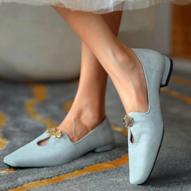 LSLJS Chaussures pour Femmes Talons Bas Bout Décontracté Couleur Unie Sandales Plates en Cuir Nubuck