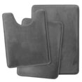 thumbnail image 3 of Set of 3 Clara Clark Bath Mat Bathroom Rug - Absorbent Memory Foam Bath Rugs - Non-Slip, Thick, Cozy Velvet Feel Microfiber Bathrug - Gray - Large 20"x32" - Small 17"x24" - Contour 24"x20", 3 of 6
