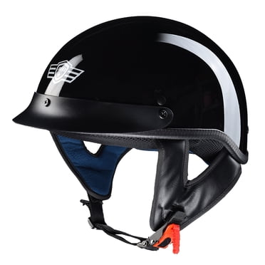 AHR RUN-C Motorcycle Half Face Helmet DOT Approved Bike Cruiser Chopper High Gloss Black M