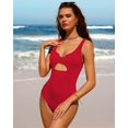thumbnail image 2 of Charmo Womens Ribbed One Piece Swimsuits High Cut Padded Monokini Bathing Suit, 2 of 6